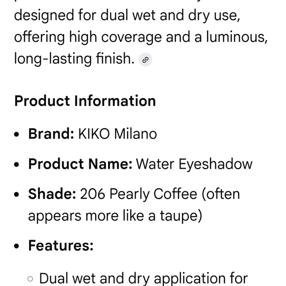 Kiko Water Eyeshadow Pearly Coffee #206 NEW - Picture 4 of 4